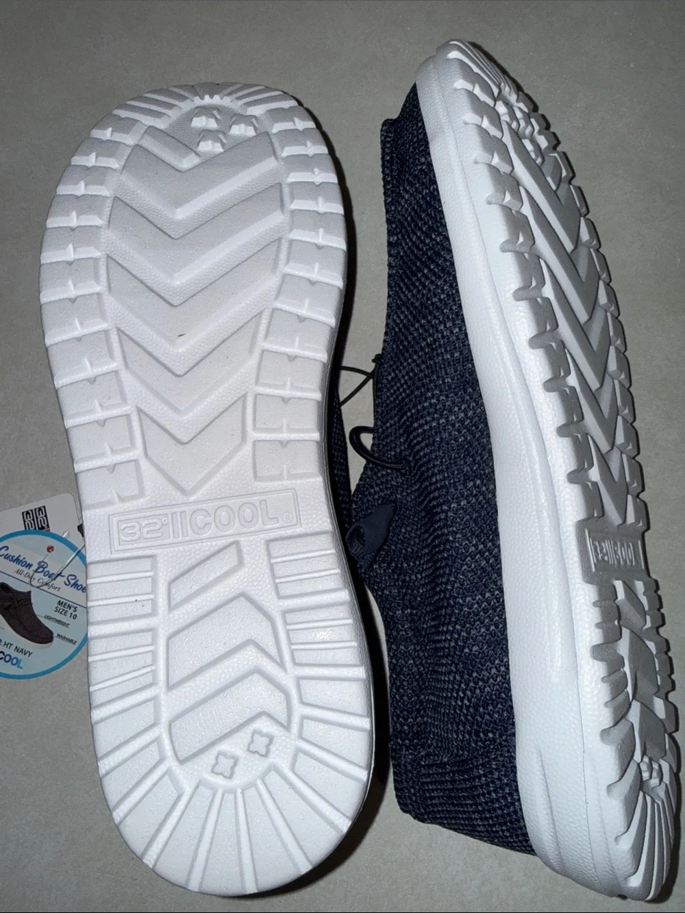 32 Degrees Navy Knit Slip-On Loafers with White Sole